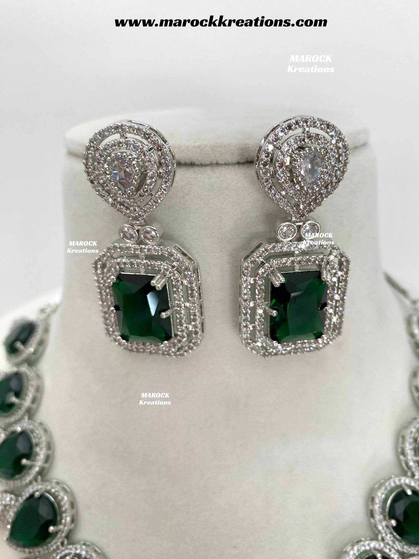 Fariha Silver American Diamond Necklace set