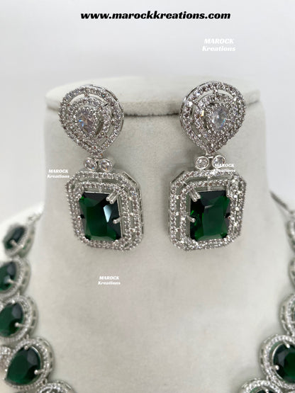 Fariha Silver American Diamond Necklace set