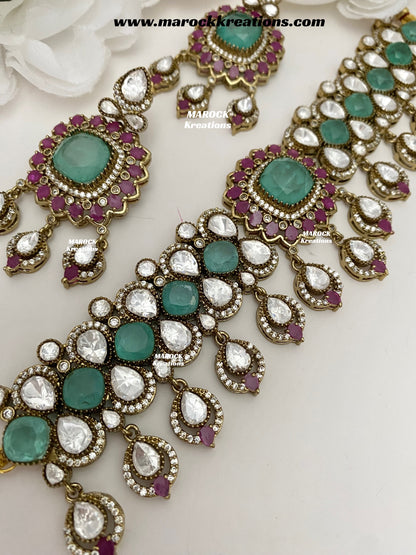 Vinny Premium Quality Moissanite Kundan Statement choker set