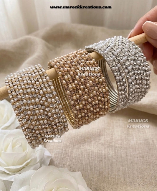 Kimmi Pearl and stones Bangles (Set of 12)