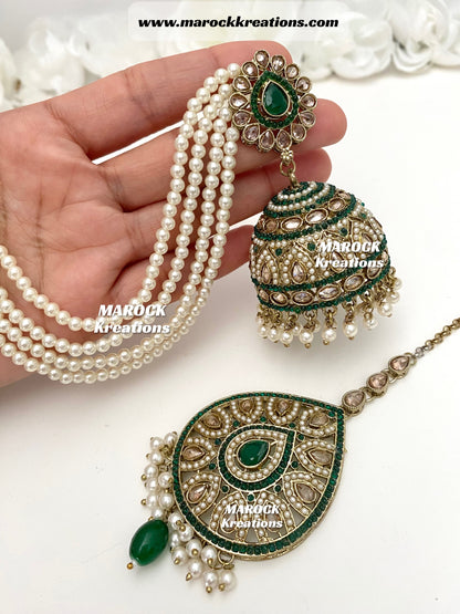 Sabiha Pakistani oversized Bahubali  Jhumki Earrings and tikka set