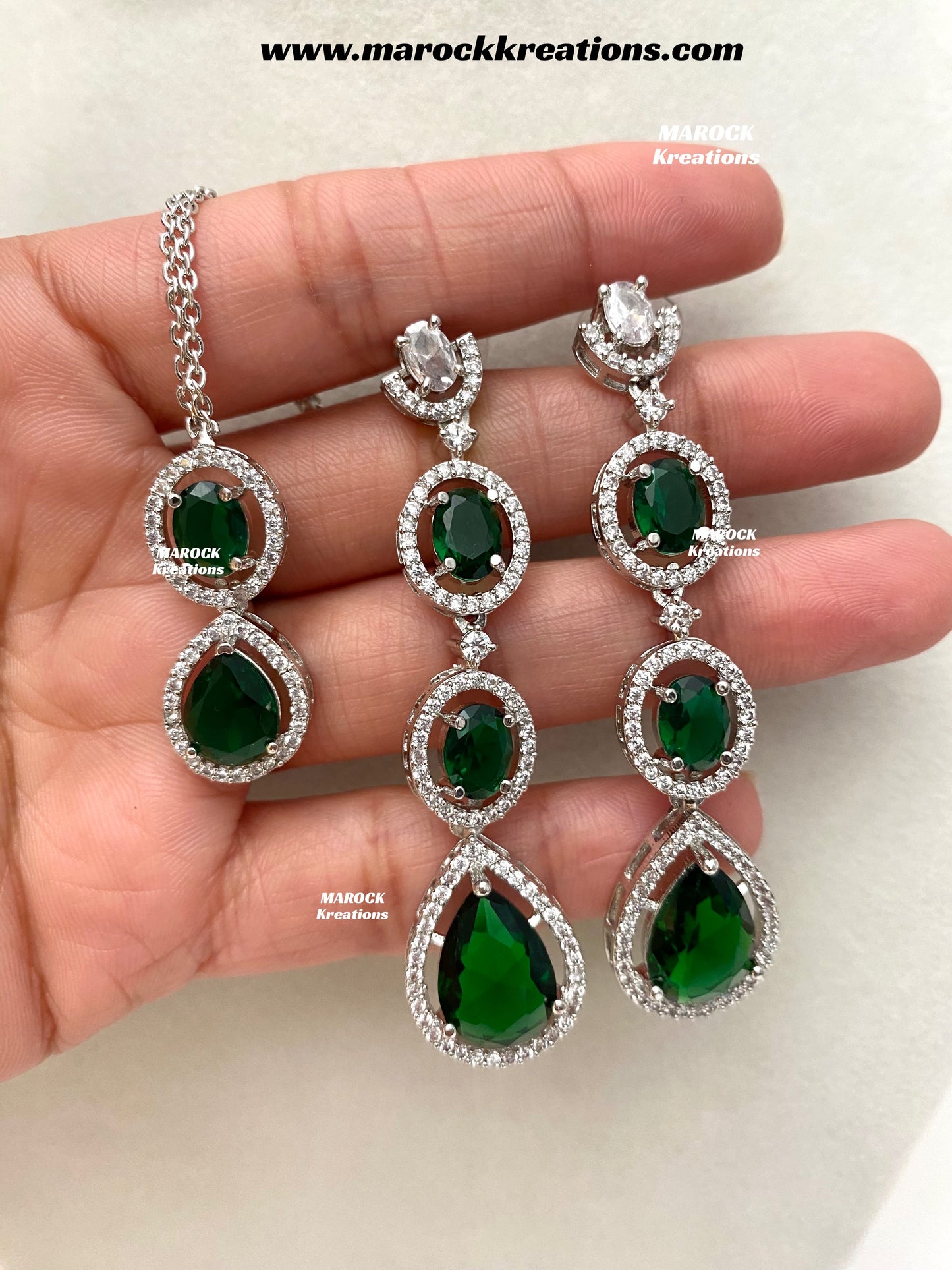 Gannat Silver American Diamond Necklace set