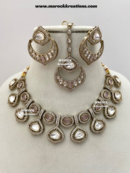 Gunjan Premium Quality Moissanite Kundan Necklace set