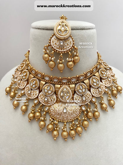 Zara Premium Quality Gold plated Kundan Necklace set