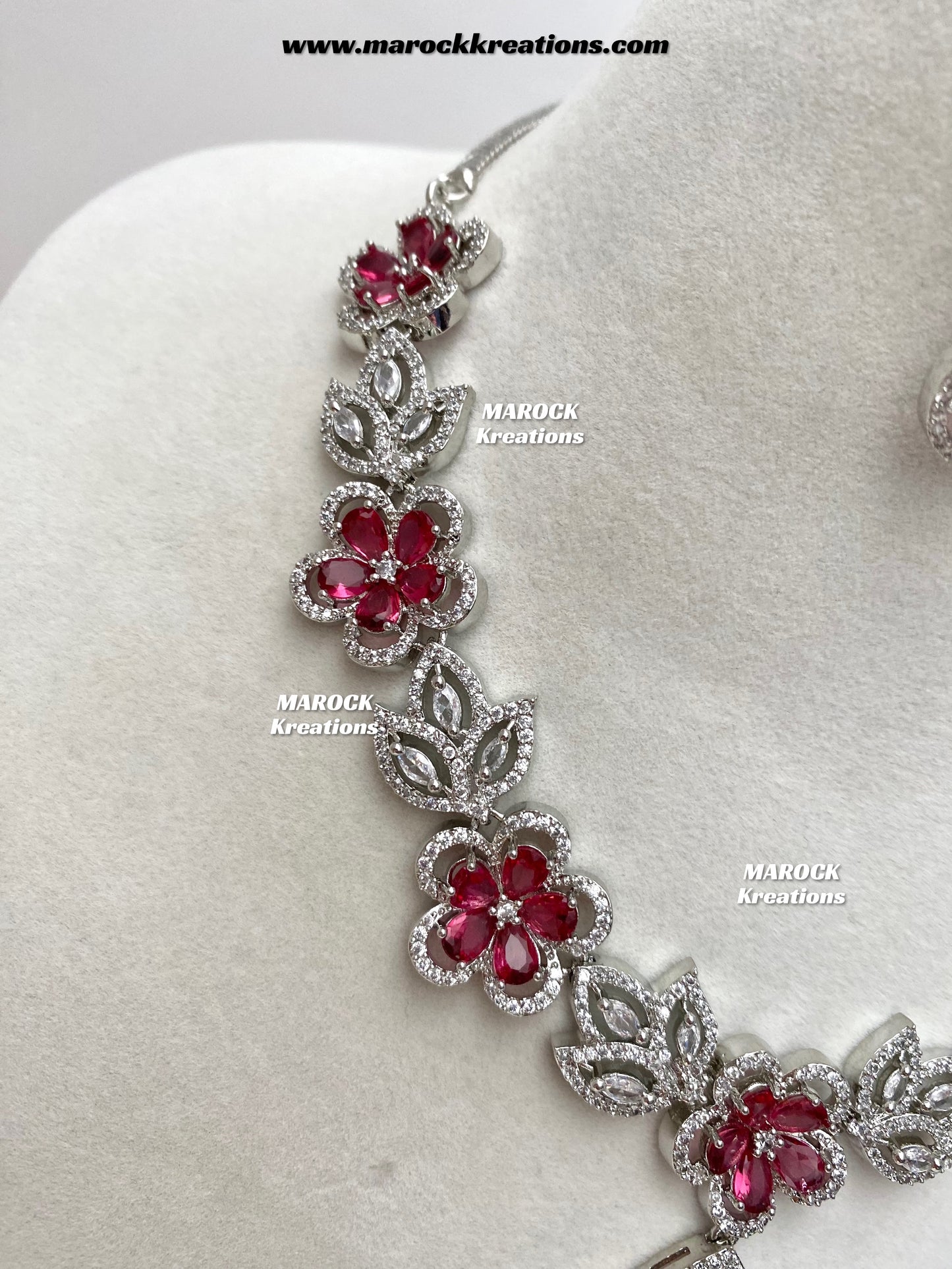Sibani Silver American Diamond Necklace set