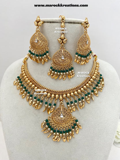 Diya Premium Quality Gold Plated peepal patti necklace set