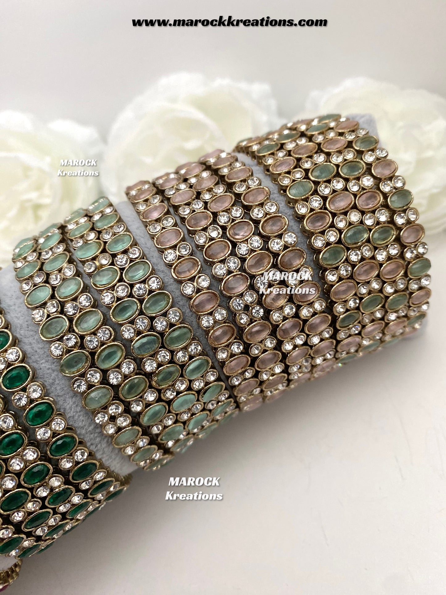 Premium Quality Monalisa stones Bangles/Kade (Set of 4)