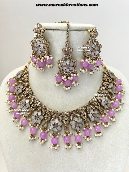 Arpan Antique Gold Polki MOP Statement Necklace set