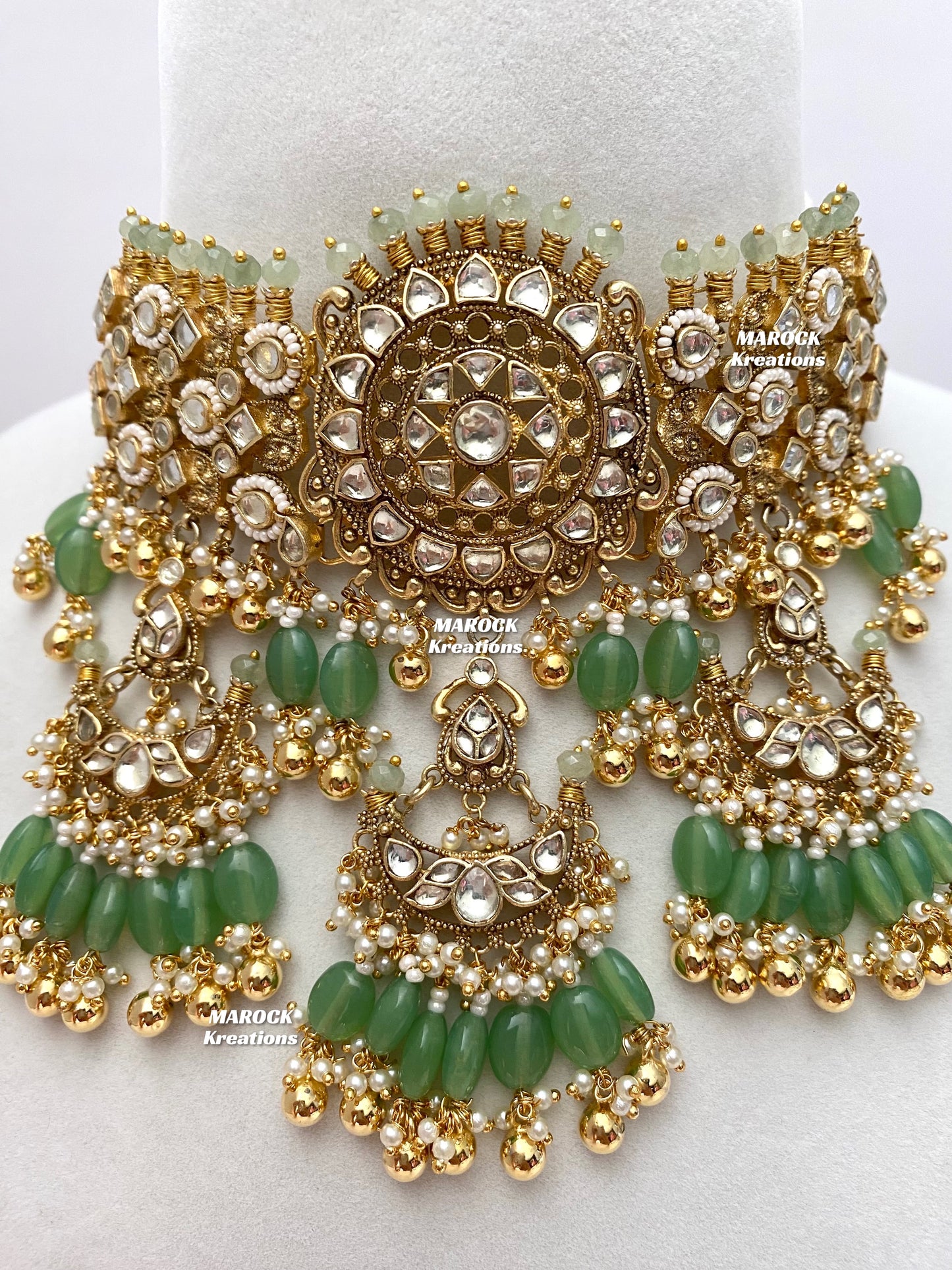 Sonam Premium Quality gold plated Paachi Kundan exclusive choker set