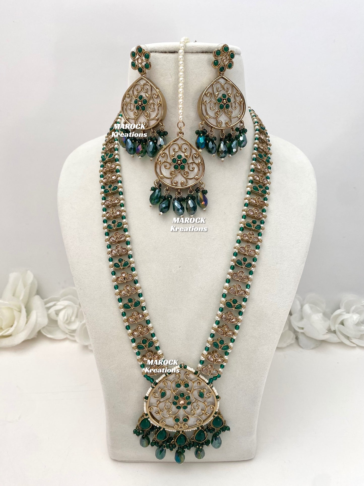 Monica Polki MOP Rani Haar/Long Necklace set