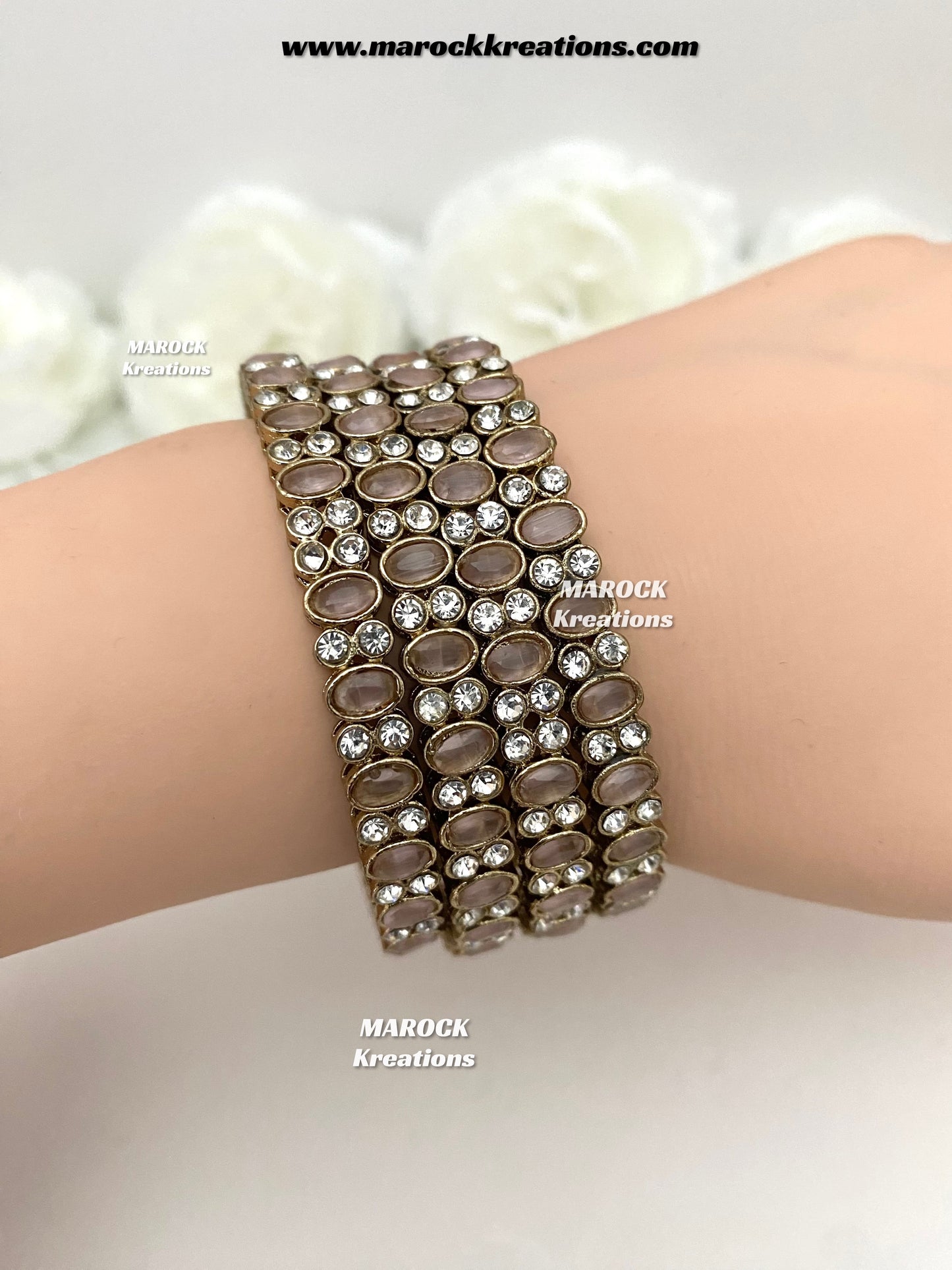 Premium Quality Monalisa stones Bangles/Kade (Set of 4)
