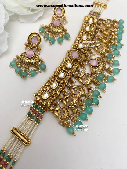 Sugandha Premium Quality Gold Plated Rajwadi choker set