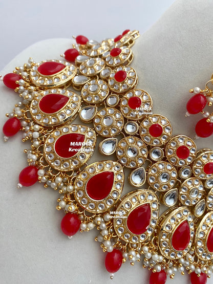 Premium Quality Thappa Kundan Necklace set