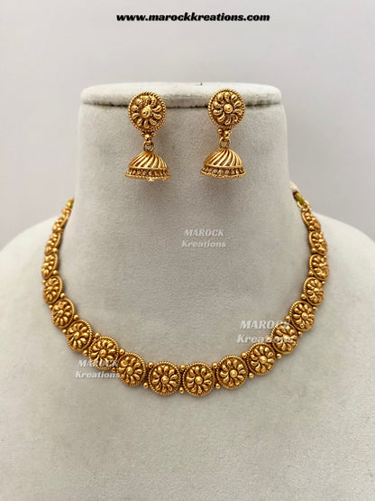 Anya Gold plated Necklace set