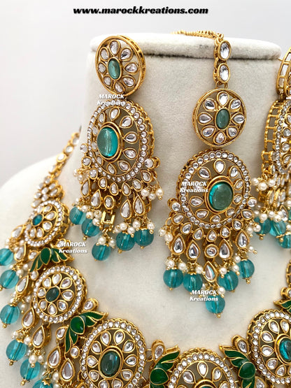 Iqra Premium Quality Kundan Meenakari Statement Necklace set