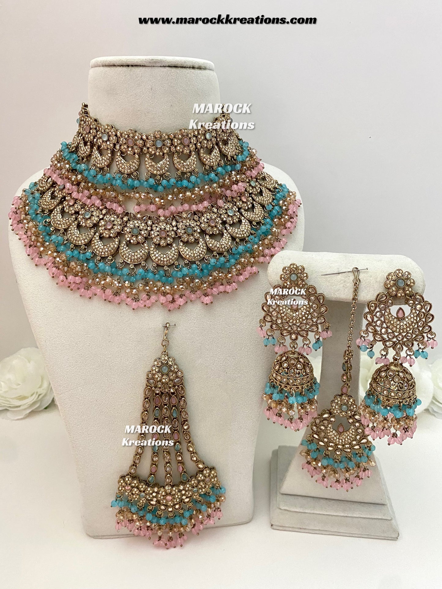 Meesha Premium Quality Pakistani Choker and Necklace combo set