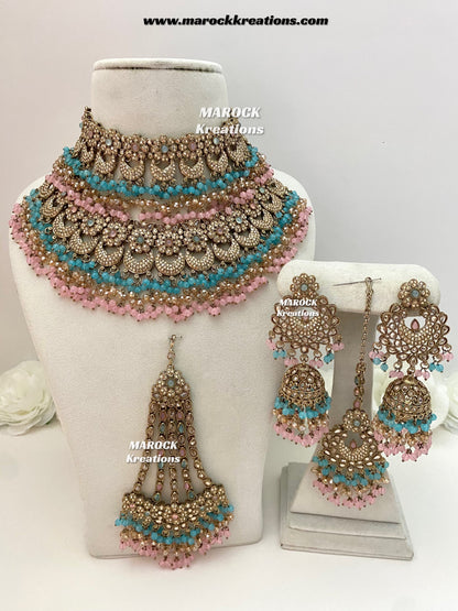 Meesha Premium Quality Pakistani Choker and Necklace combo set