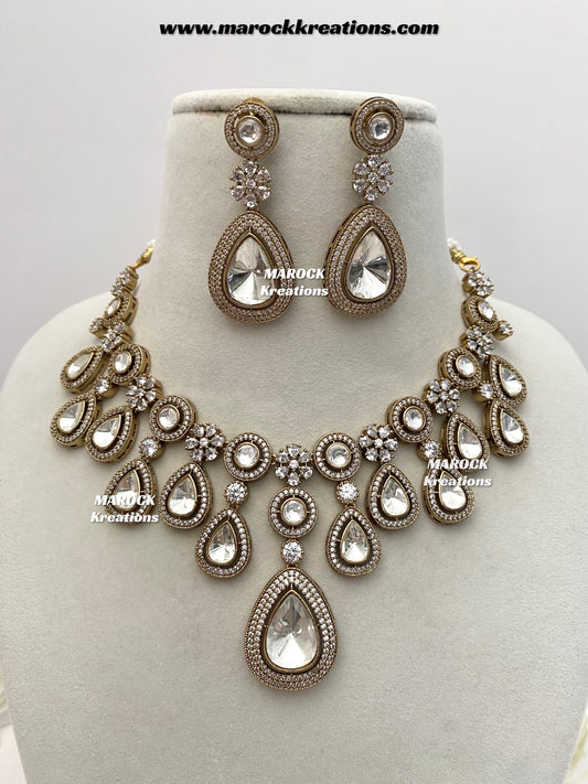 Jima Premium Quality Moissanite Kundan Necklace set