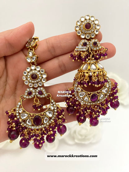 Premium Quality Kundan Earrings and tikka set