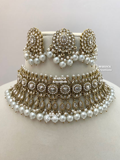 Antique Gold Polki choker sets