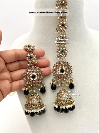 Bollywood style Polki Bahubali Jhumki Earrings comes with saharey