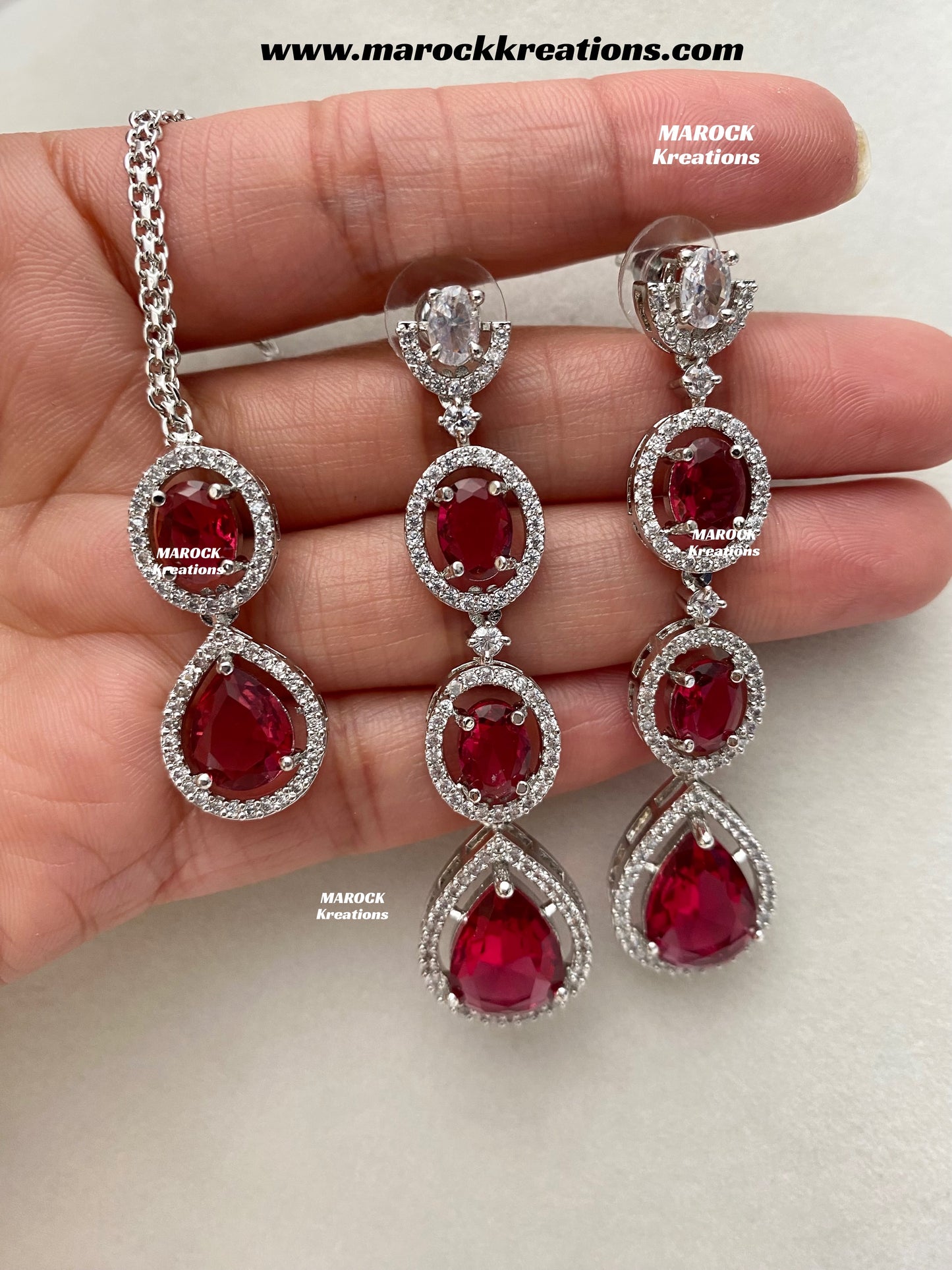 Gannat Silver American Diamond Necklace set