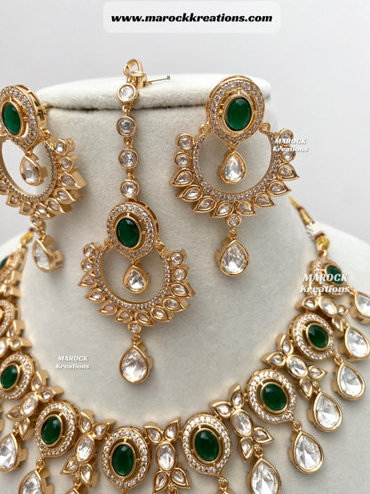 Naaz Tyani inspired Premium Quality gold plated Kundan Statement Necklace set