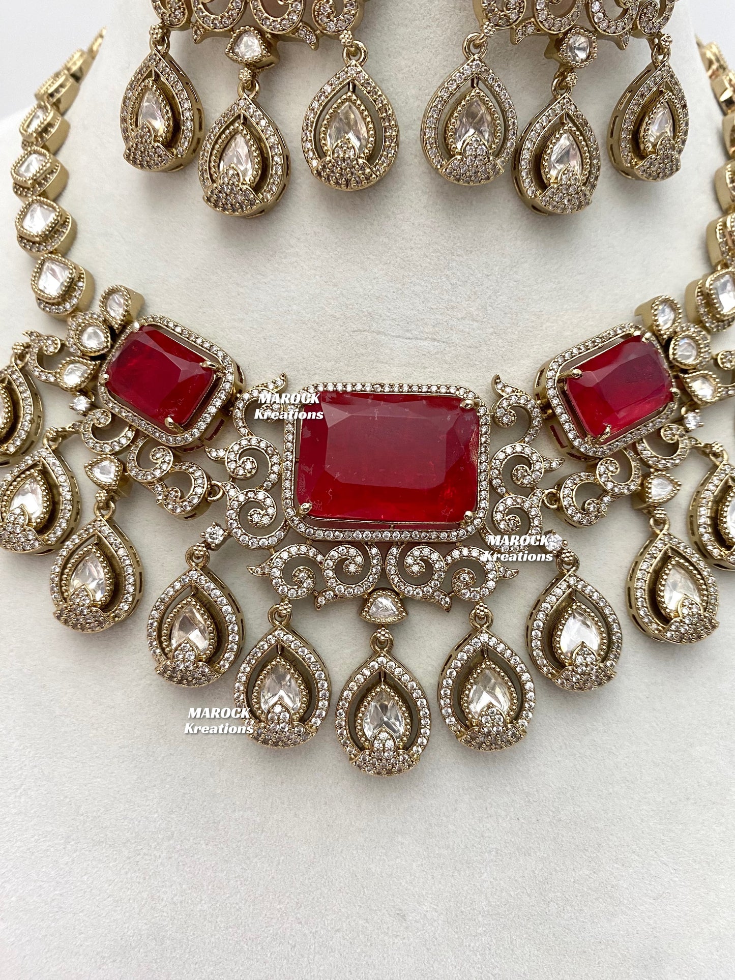 Labiba Sabyasachi inspired Premium Quality Moissanite Kundan with doublet stone Statement Necklace set