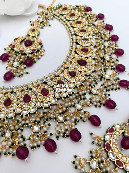 Premium Quality Thappa Kundan Statement Necklace set