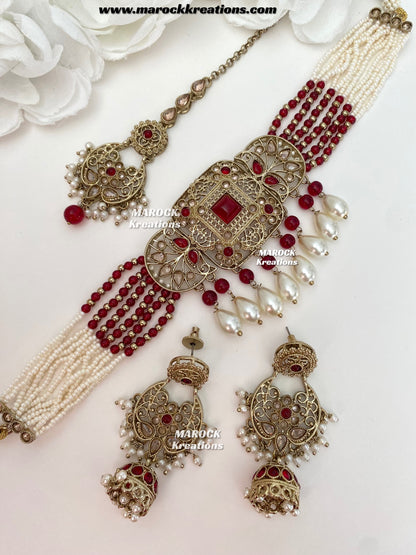 Naila Antique Gold Polki Choker set