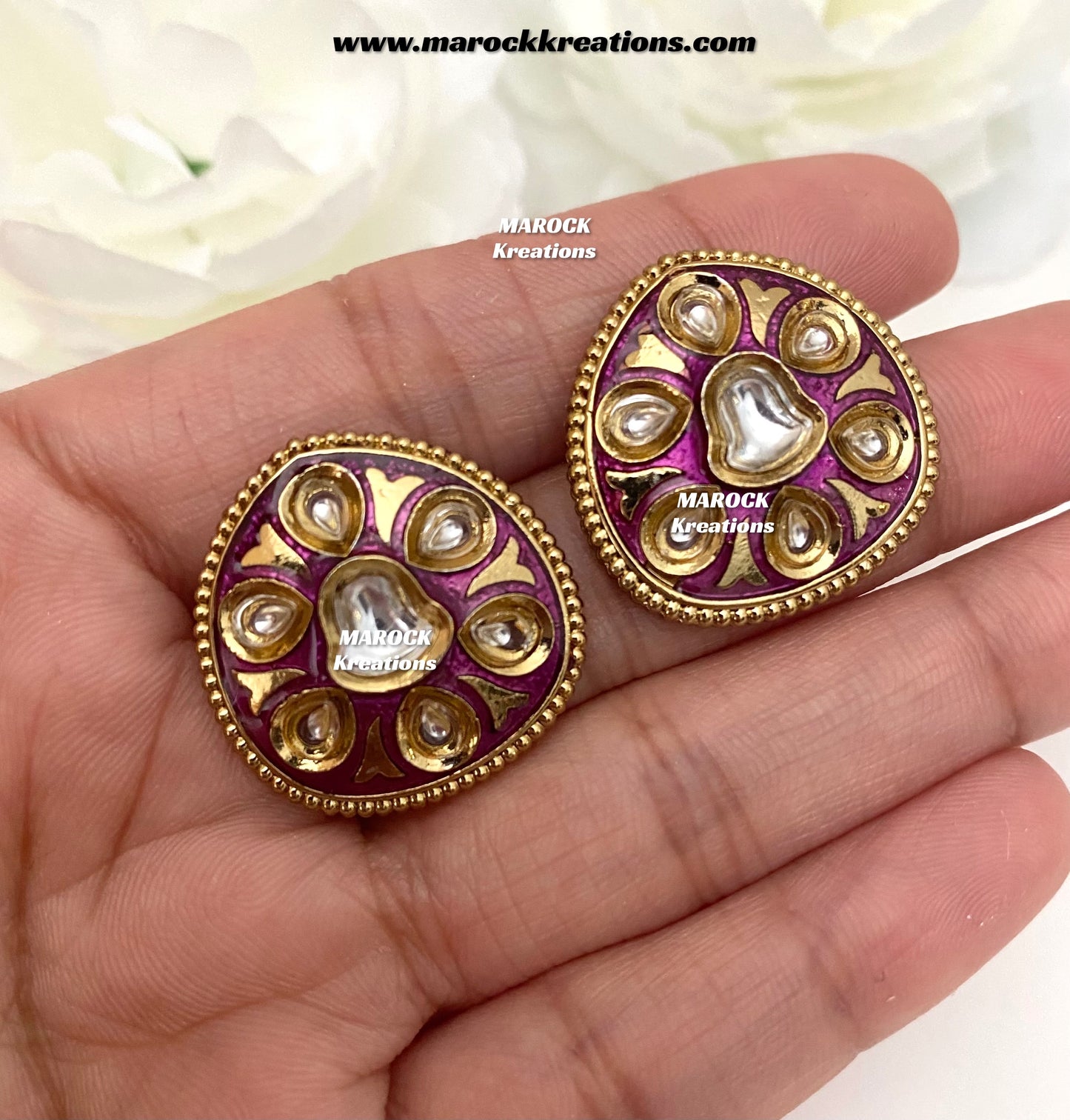 Natashi Meenakari Kundan Studs/Earrings