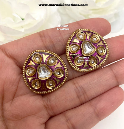 Natashi Meenakari Kundan Studs/Earrings