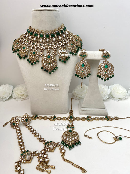 Shinal Uncut Polki Statement Necklace set/Bridal set