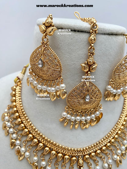 Diya Premium Quality Gold Plated peepal patti necklace set