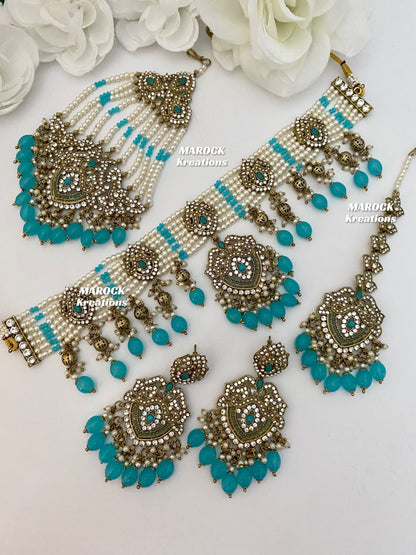 Amy Antique Gold Pakistani Choker set