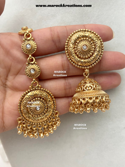 Premium Quality Gold Plated choker set comes with Passa/Jhoomer