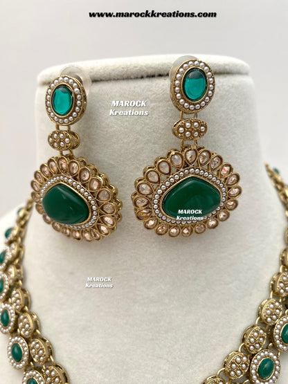 Nadira Kundan Polki double layer Necklace set