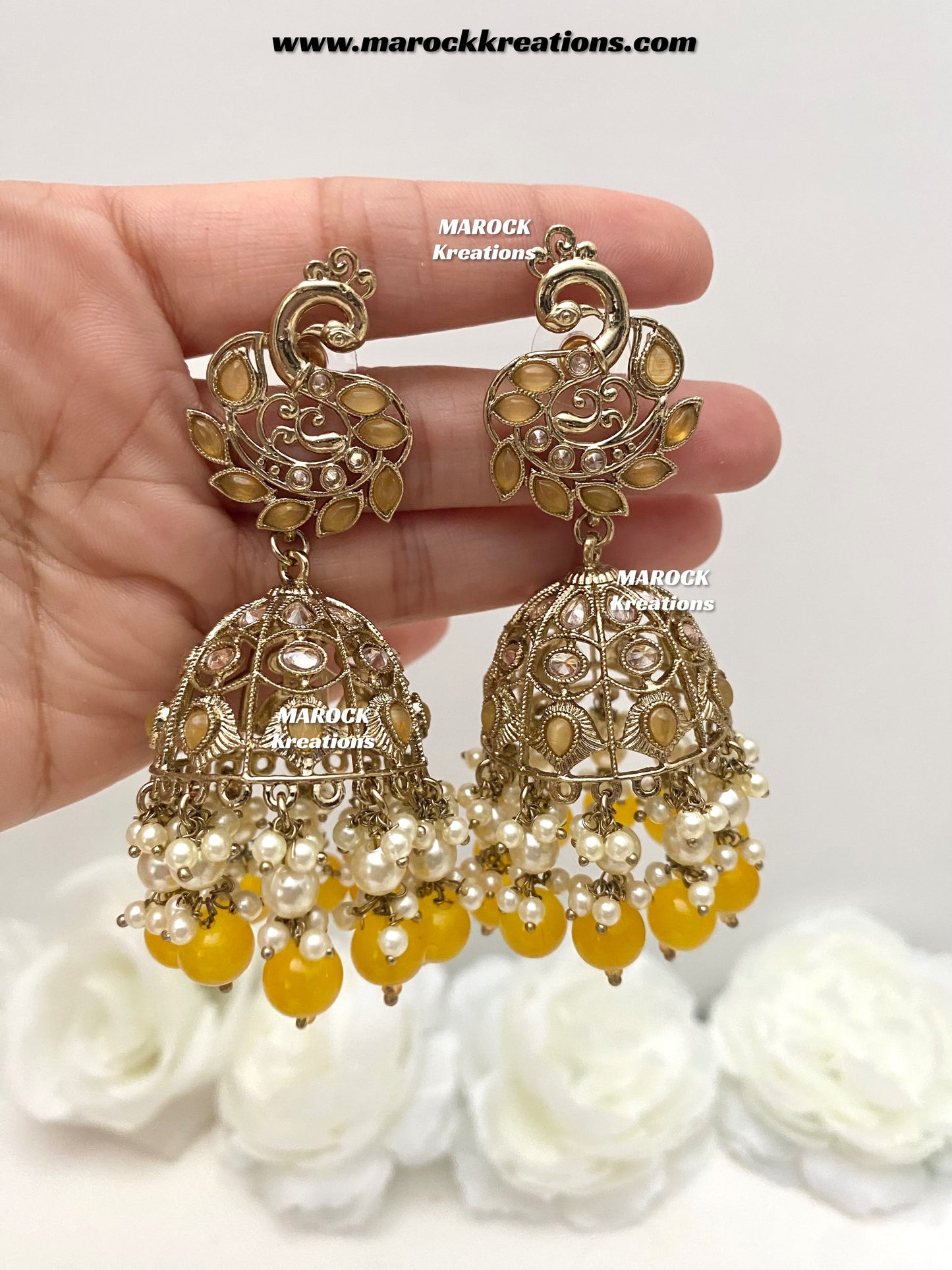 Antique Gold Polki Jhumki Earrings