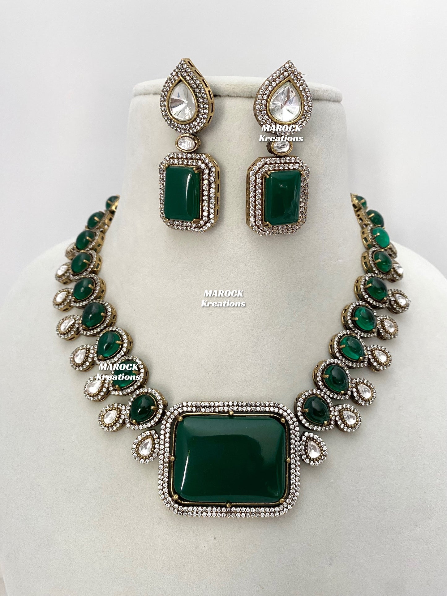 Farzana Moissanite Kundan Victorian exclusive Necklace set