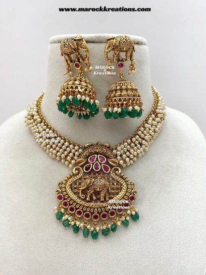Sahana Premium Quality Gold Plated Rajwadi necklace set