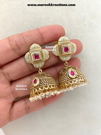 Habibi Premium Quality Gold plated Rajwadi Meenakari choker set