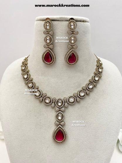 Ramsha Premium Quality Moissanite Kundan Necklace set