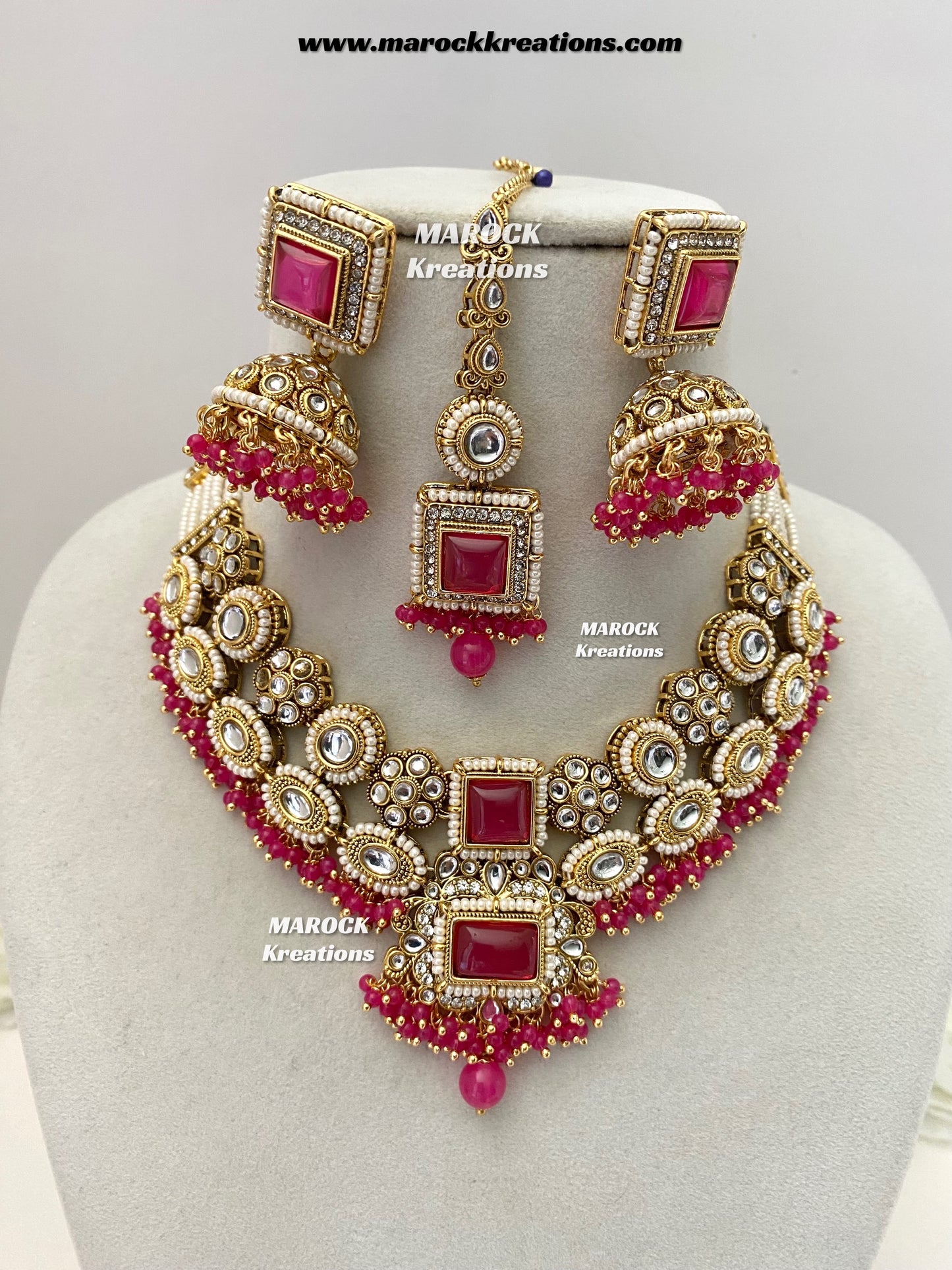Roshani Premium Quality Kundan Statement necklace set