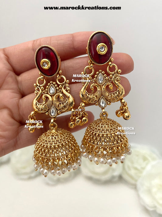 Tiya Gold plated Kashmiri Statement Earrings