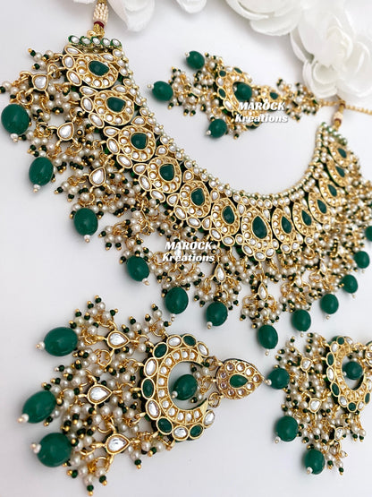 Premium Quality Thappa Kundan Statement Necklace set