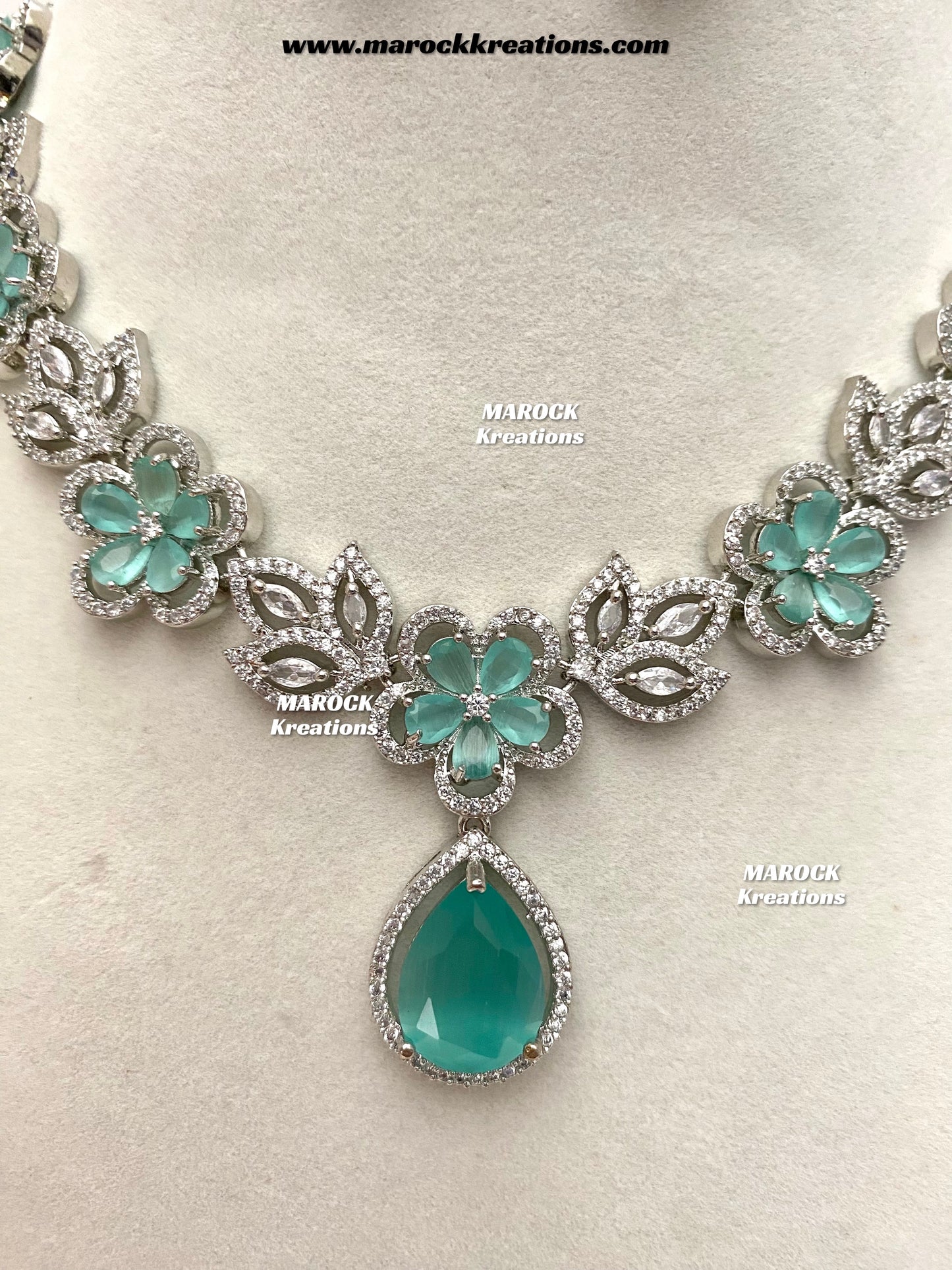 Sibani Silver American Diamond Necklace set
