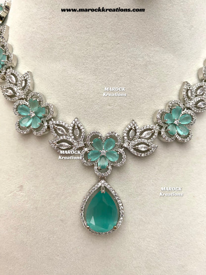 Sibani Silver American Diamond Necklace set