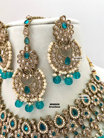 Sadhna Antique Gold Polki Necklace set