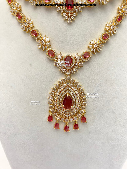 Farhat Golden American Diamond Necklace set