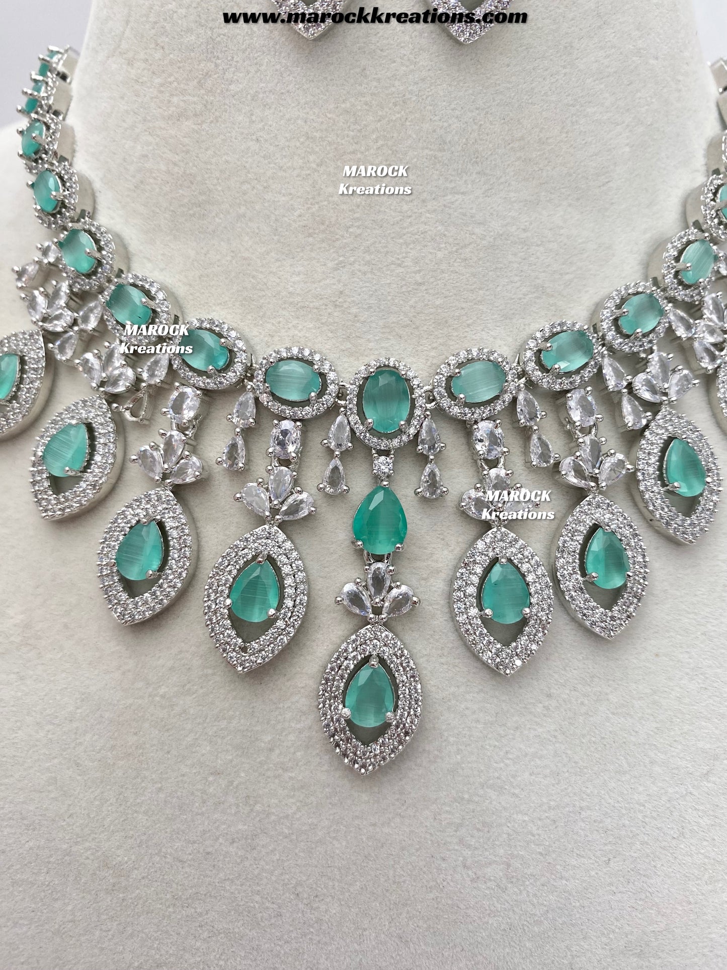 Samiha Silver American Diamond Necklace set